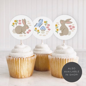Editable Bunny Party Sign, Digital Rabbit Sign Template, Cute Bunnies And Flowers, Some Bunny Birthday Printable, Field Of Bunnies image 8