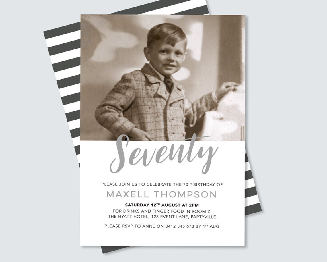 90th Birthday Invitation with photo any age Ninetieth | Etsy