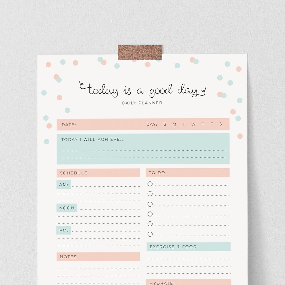 Cute Daily Planner A4 and US Letter // Diary Pages Instant Download ...