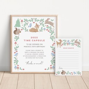 Woodland Animals Time Capsule Template: Printable Party Keepsake, Woodland 123