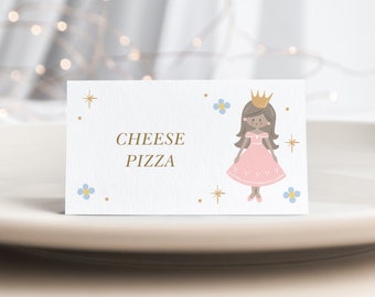 Editable Princess Place Cards, Princess Food Tents, Corjl Place Card Template, Royal Princess And Unicorn Party, Princess 348