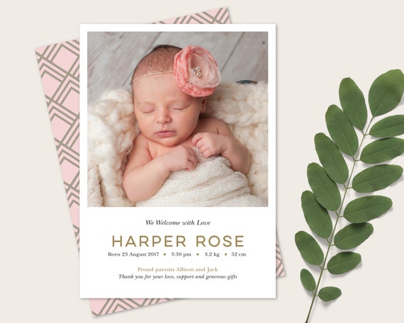 back of birth announcement