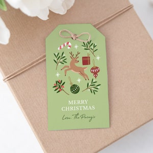 Druckbarer Weihnachtsgeschenkanhänger, Weihnachtsgeschenkanhänger personalisiert, Rentier Geschenkanhänger, niedlicher Weihnachtsanhänger, Weihnachtsanhänger PNG, Kinder Weihnachtsanhänger