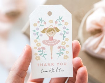 Ballerina Favour Tags, Editable Ballet Thank You Tags, Ballerina Party Tags, Custom Ballerina Favor Tags, Digital Ballet Party Tags