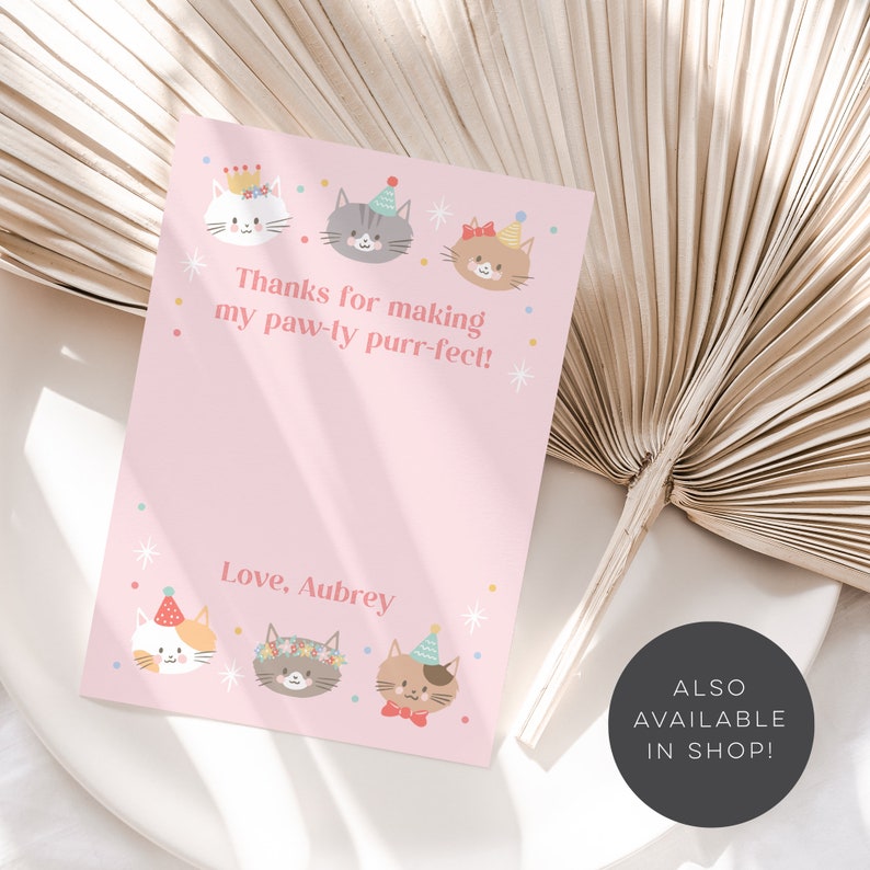 Cute Cat Invitation Template, Editable Kitten Invitation, Girls Cat Party, Digital Cat Invitation, Corjl Invitation, Party Kitties 842 image 10