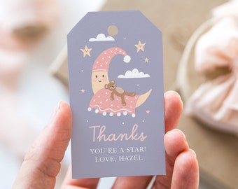 Editable Sleep Over Birthday Party Tags (Digital Template) Girls Slumber Thank You Stickers