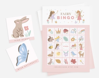 Fairy Bingo Game Instant Download, Fairy Party Game, Printable Woodland Bingo, Magical Bingo Game, Printable Bingo Game, Fairy Princess 123