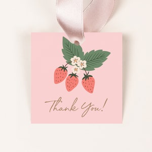 Strawberry Thank You Tags, Berry Sweet Birthday Favour Tags, Digital Strawberry Party Favour Tags, Matching Berry Sweet Strawberry 890