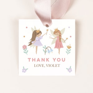Fairy Princess Favour Tags, Fairy Thank You Tags, Editable Fairy Gift Tags, Fairy Party Printables, Favour Tag Template, Fairy Princess 123