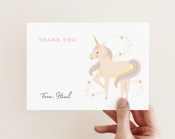 Editable Unicorn Thank You Card: Rainbow Party (Digital Download) Magical Unicorn 879