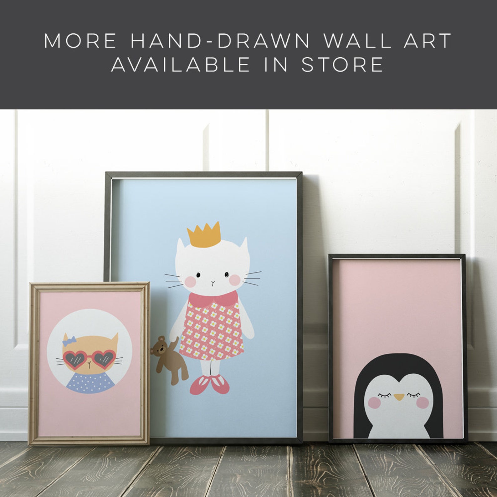 Kitty Cat in Pink Kids Art Print // Girls Room Art Print // Kids Wall ...