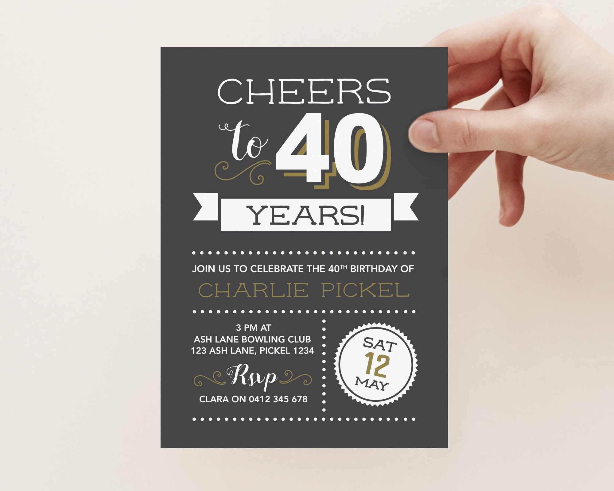 Cheers To 40 Years 40th Birthday Invitation For Any Age Etsy