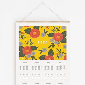 PRINTED 2025 Floral Calendar, Illustrated Botanical Calendar, 2025 Modern Wall Calendar, Colourful Floral Calendar, Bold & Fun 2025 Calendar