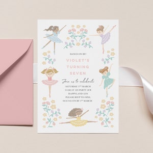 Invito ballerina modificabile, modello di invito al balletto, invito alla festa da ballo, invito alla ballerina 3° 4° 5° 6° 7°, compleanno di balletto