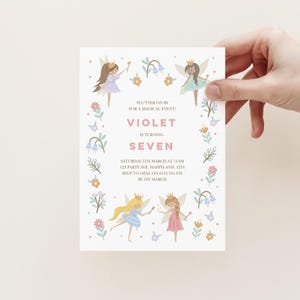 Editable Fairy Invitation, Fairy Princess Invitation Template, Fairy Party Invitation, Girls 2nd 3rd 4th 5th 6th 7th Birthday Invitation 123 image 1