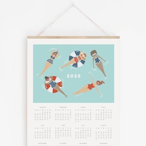 PRINTED Cute 2025 Calendar, Illustrated Calendar, Beach Babes Calendar, Colourful Poster Calendar, A3 A4 Wall Calendar, Beach Illustration