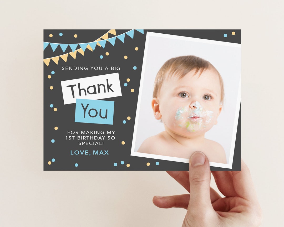 Birthday Boys Photo Thank You Card // I Customise for You to - Etsy