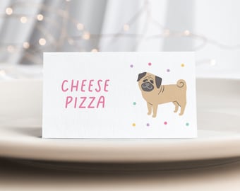 Girls Dog Party Food Tent, Dog Place Cards, Editable Puppy Place Cards, Girls Dog Food Tent Template, Dachshund Party, Paw-ty Pups 769