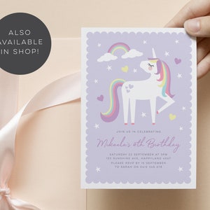 Pink Rainbow Unicorn Invitation, Magical Unicorn Party Invite, Girls Invitation template, Rainbow unicorn Printable, Rainbow Unicorn 689 image 6