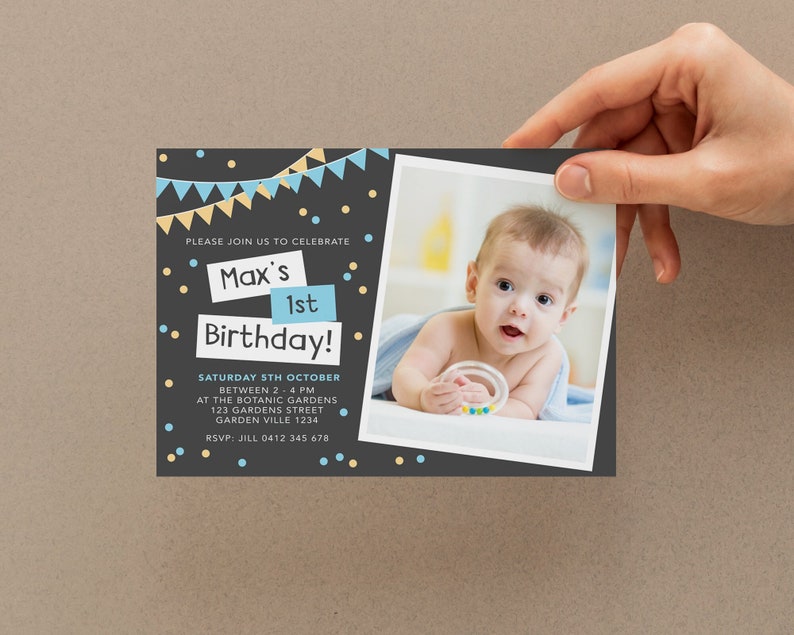 1st Birthday Invitation Boys digital File I Customise for Etsy Australia