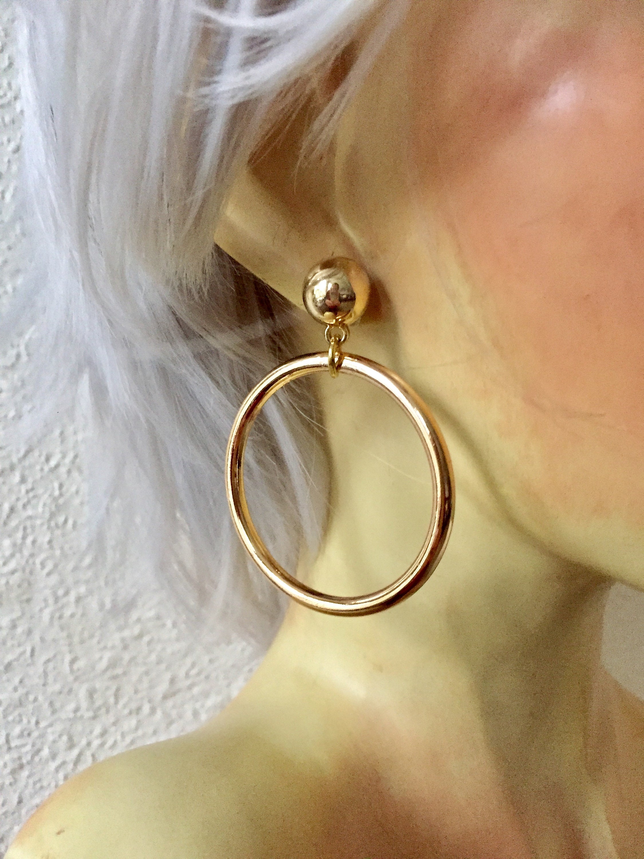Big gold clip on earrings deals