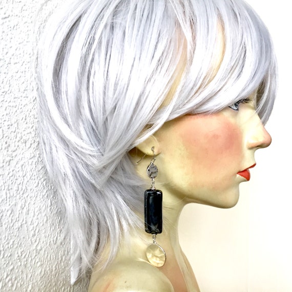 Vintage 70s Long MOD Silver and Monochrome Asymme… - image 4