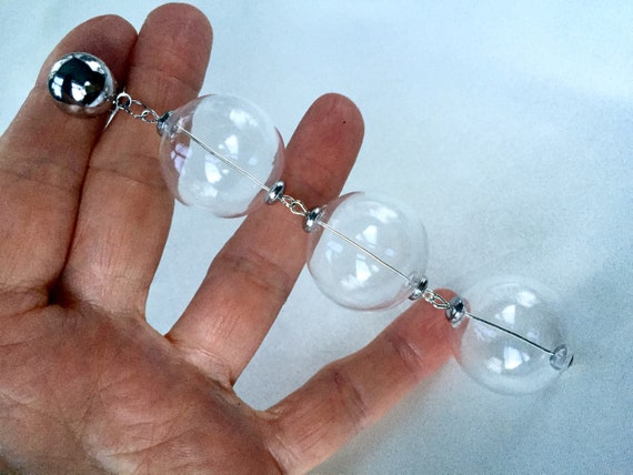 Vintage 80s Extra Long Triple Glass Bubbles and S… - image 3