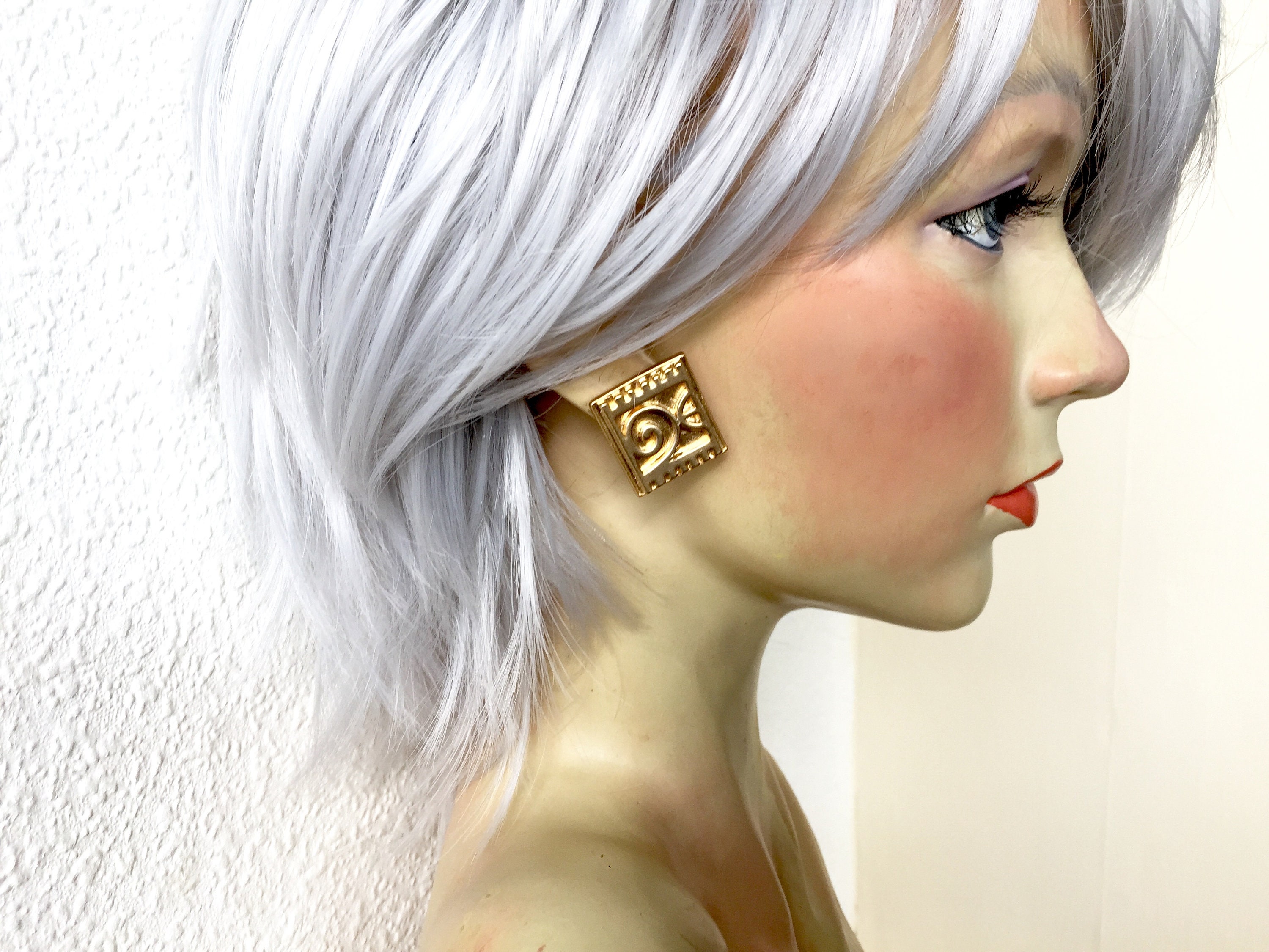 Boucles D'oreilles Vintage Dorées Années 80-90 - MAKEDA - Modèle Puces à Clip