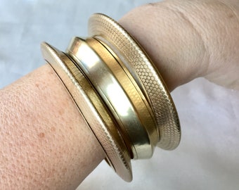 trio of bracelets Vintage bangles set of gold tone brass bangles brass bangle bracelets joblot of bangles vintage retro jewellery