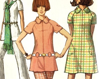 Simplicity 8689 Tunic, Dress, and Pants 1970s Sewing Pattern