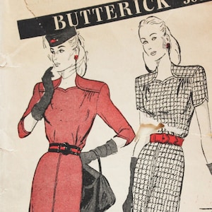 Butterick 3272 Quick and Easy  1940s Vintage Shoulder Yoke Dress Pattern
