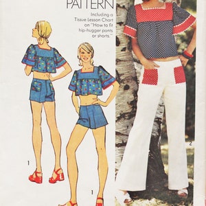 Simplicity 6280 Crop Top and Hip Huggers 1970s Sewing Pattern image 1