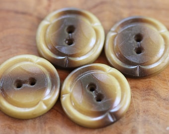 Set of 4 Brown and Tan Celluloid Tight Top Vintage Button