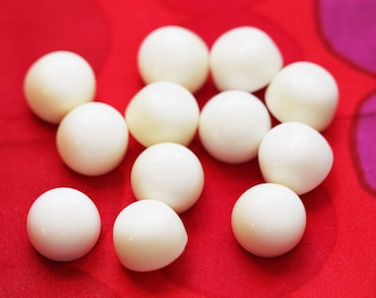 Set of 12 Gumdrop Shaped Synthetic Polymer Cream Colored Buttons