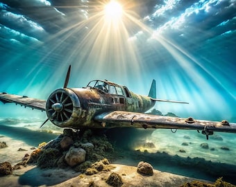 Underwater Plane Wreck Aquarium Background