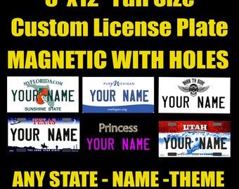 Personalized Magnetic Full Size License Plate Magnet Any State / Province / Team / Any Text