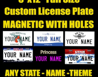 Personalized Magnetic Full Size License Plate Magnet Any State / Province / Team / Any Text