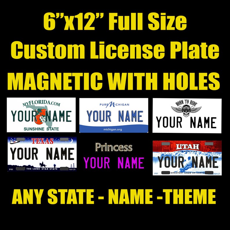 Personalized Full Size License Plate Any State