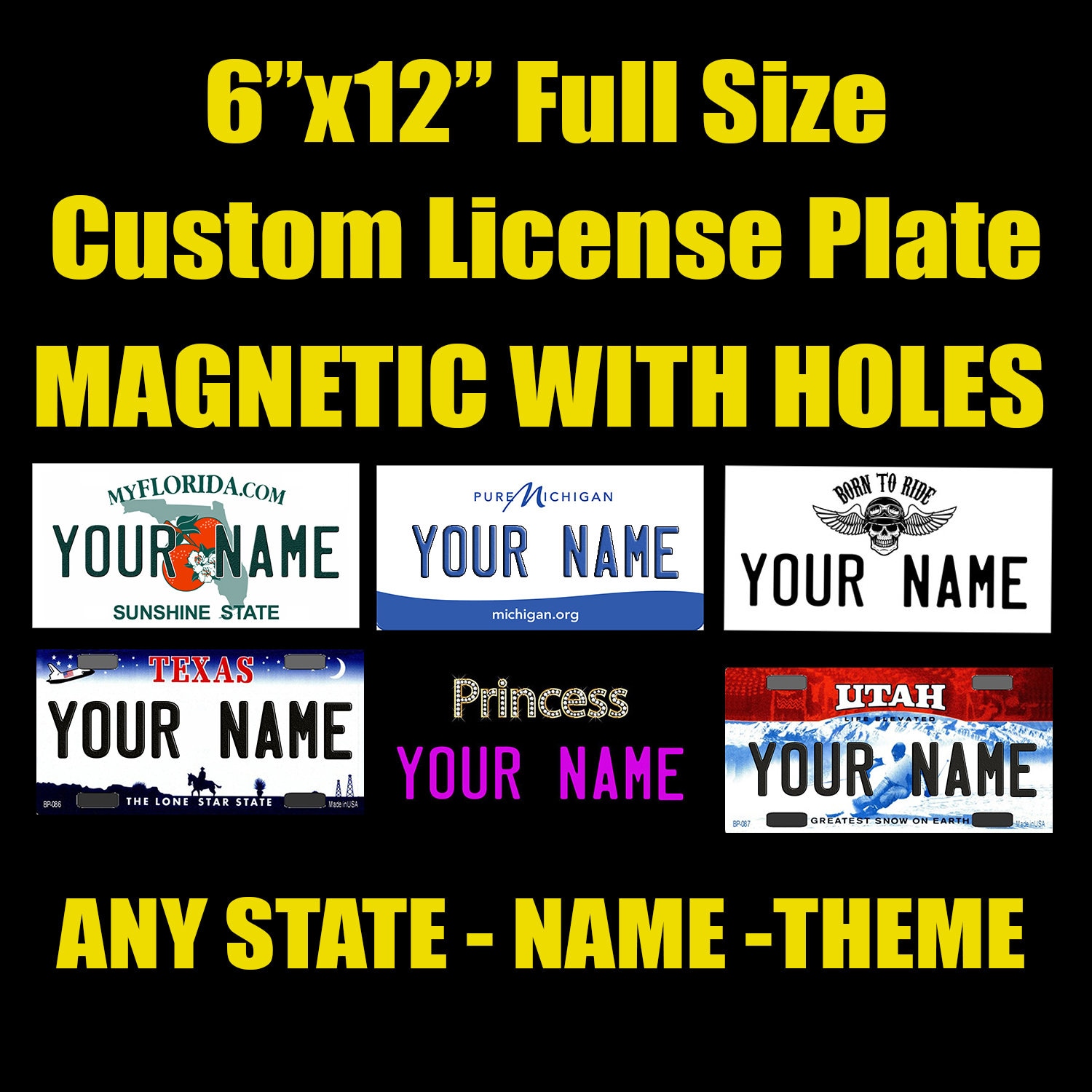 Personalized Full Size License Plate Any State