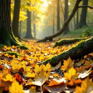 Aquarium / Terrarium Background / Fall Leaves in Woods