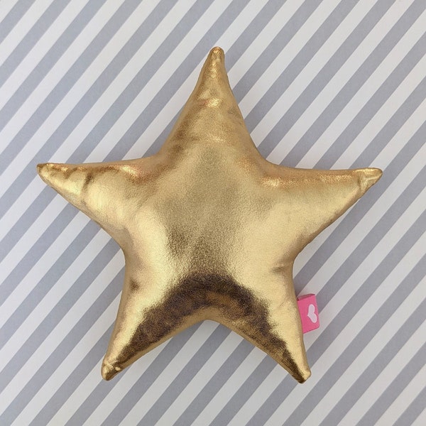 5" Gold Star Accent Pillow /Mini Doll size Star Pillow / Metallic gold star plush