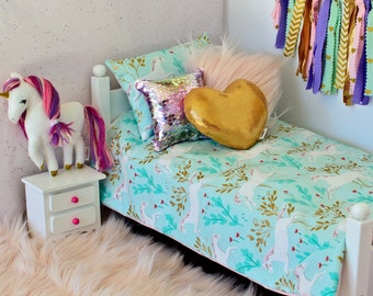 doll bedding 4 18 inch american girl blanket pillow set colorful heart flower 90