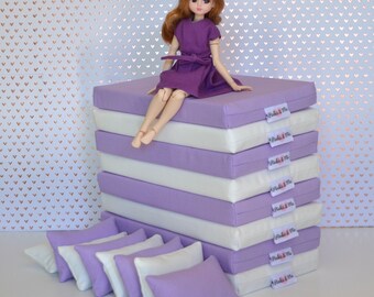 Custom 1" or 1/2" Foam Doll Bed Mattress - Miniature dollhouse accessory -  Chair pad, mattress pad for Barbie, American Girl or more