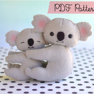 Felt Koala PDF Patterns And Tutorials / Felt Animal PDF Pattern image 1