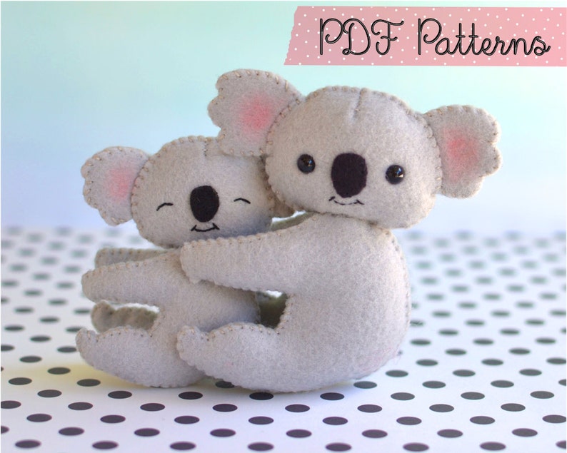 Felt Koala PDF Patterns And Tutorials / Felt Animal PDF Pattern image 1