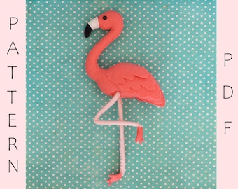 Felt Flamingo PDF Sewing Pattern And Tutorial / Stuffed Animal Digital Pattern