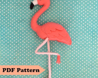 Felt Flamingo PDF Sewing Pattern And Tutorial / Stuffed Animal Digital Pattern / Instant Download
