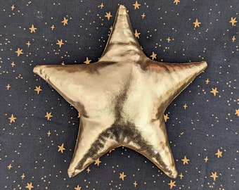 5" Gold Star Accent Pillow /Mini Doll Size Star Pillow / Metallic Gold Star Plush