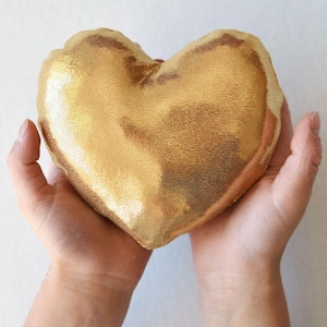 Small Gold Heart Pillow / Doll size pillow for an 18 inch doll