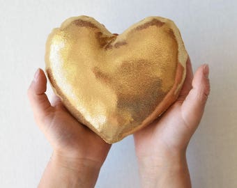 Gold heart doll pillow for American girl and 18 inch doll room decor